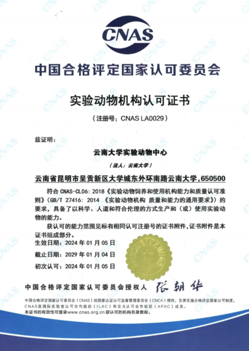 【云南】云南大學(xué)實驗動物中心順利通過CNAS實驗動物機構(gòu)認可